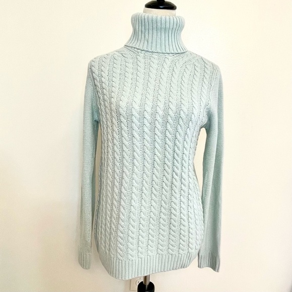 Croft & Barrow Light Blue Cable Knit Turtleneck Sweater NWT Small - Picture 1 of 9